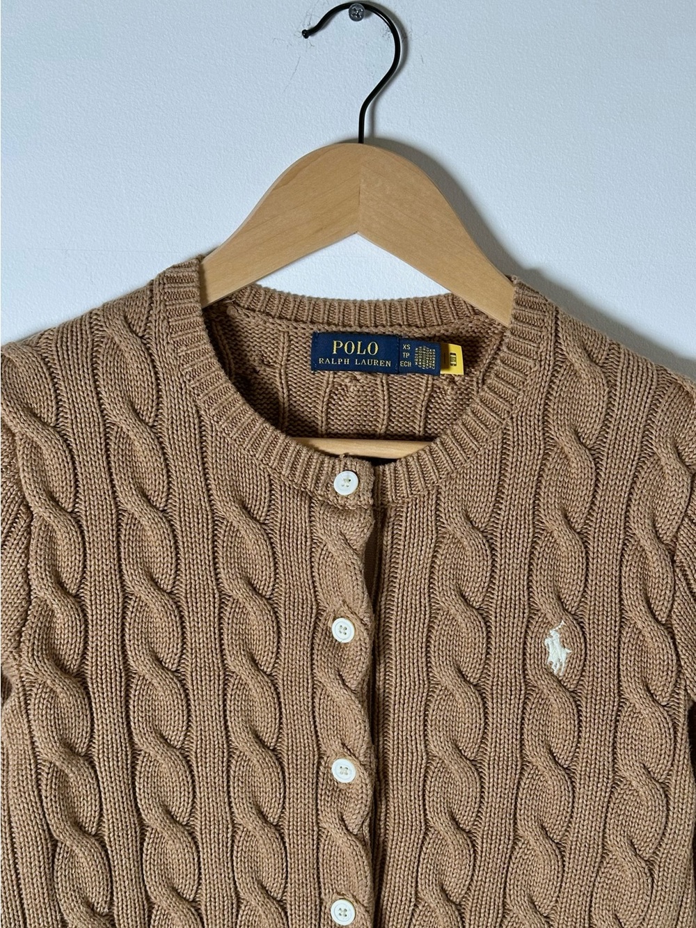 Polo Ralph Lauren Excellent Cable-Knit Cotton Cardigan Women’s XS – Camel - Picture 2 of 13